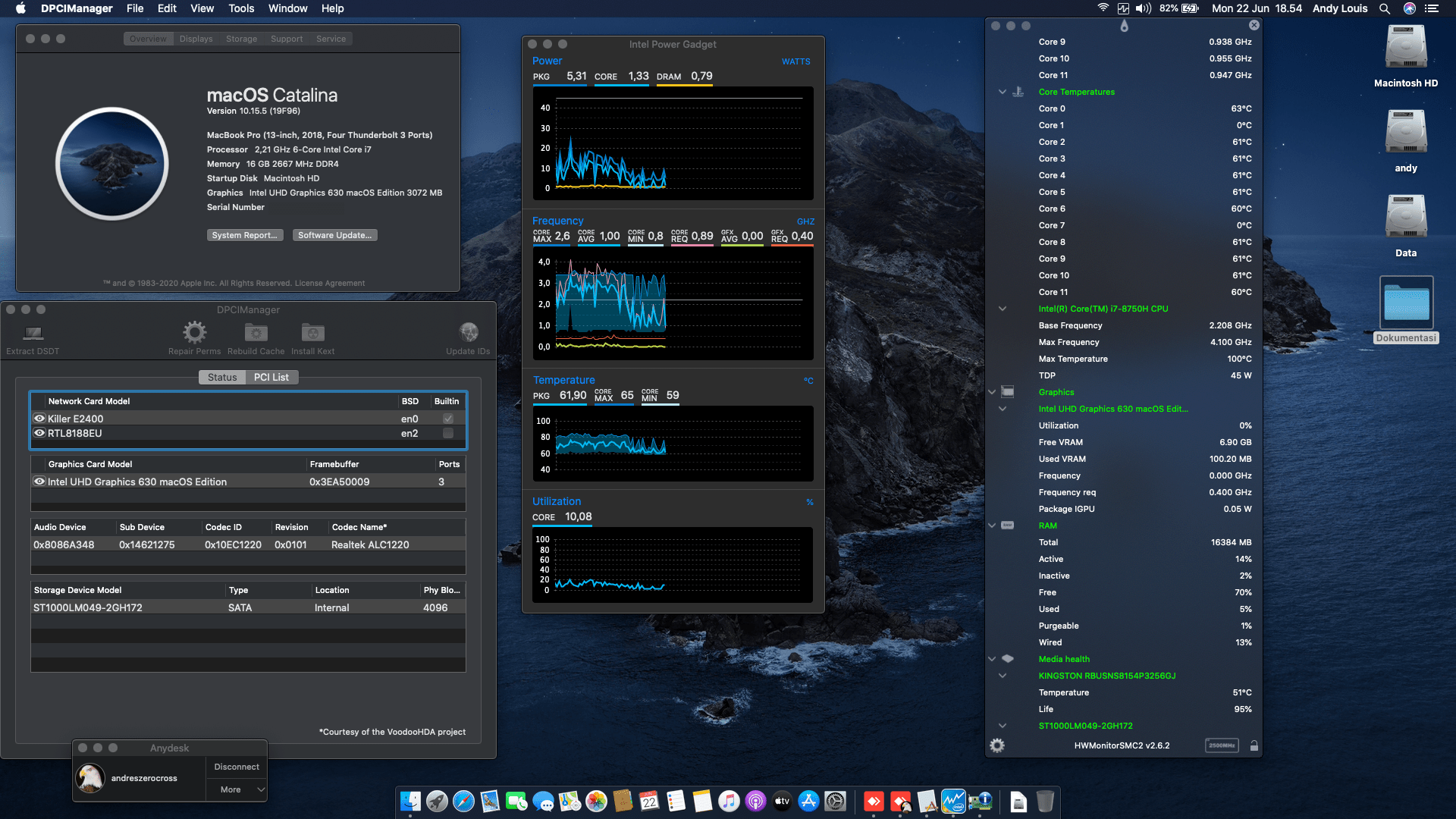 Success Hackintosh macOS Catalina 10.15.5 Build 19F96 at MSI GL63 8SE-087ID